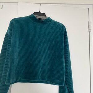 Velour cropped top. XS Turquoise. Simons